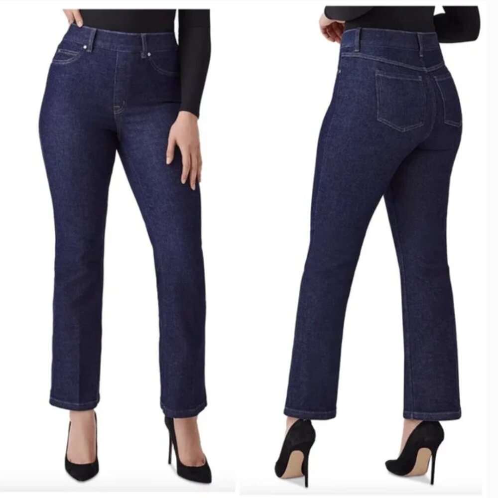 SPANX EveryWear Kick Flare Cropped Jeans Raw Indigo size Medium - Picture 2 of 6